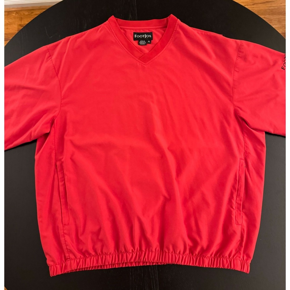 Footjoy Golf Windshirt‎ Mens XL Red V-Neck Short Sleeve Lightweight Pullover